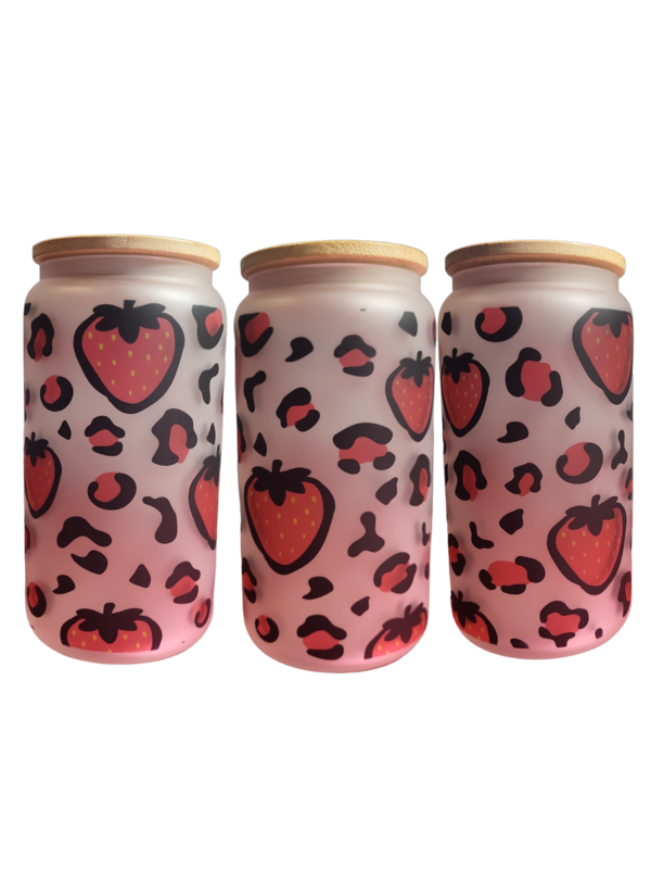 Strawberry 16 oz. Matte-Frosted Glass Sublimation Tumbler